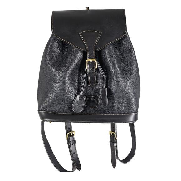 DOONEY & BOURKE VINTAGE 80's WOMEN'S BLACK AWL LEATHER BACKPACK 12x10x4" - Picture 1 of 16
